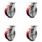 Service Caster 8 Inch Kingpinless Red Poly on Steel Wheel Swivel Top Plate Caster, 4PK SCC-KP30S820-PUR-RS-4 - alternate 1